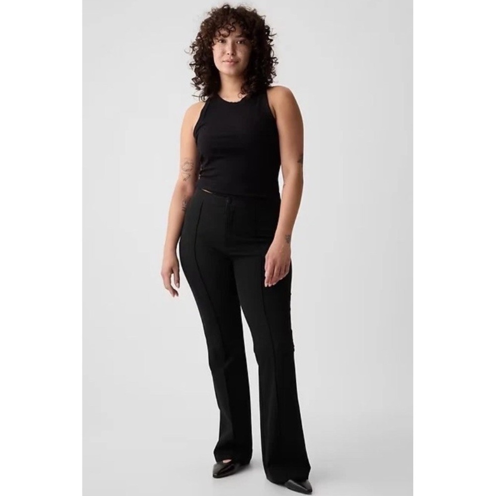 GAP Black Pants Sz 18 High Rise Bi-Stretch Flare Pintuck Pleat Pants Office